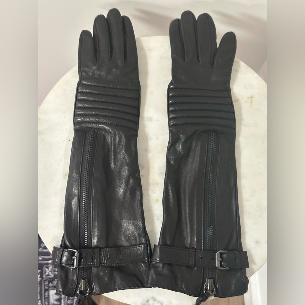Kenneth Cole Elbow Length Leather Gloves